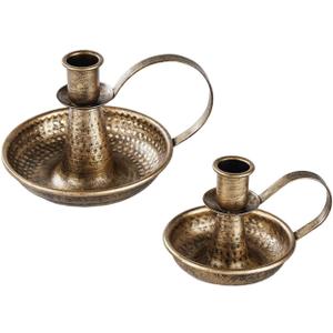 KXUNH Gold Brass Vintage Candlestick Holders, with Handle, Taper Candle Holder for Candlesticks, for Fireplace Party, Dining, Home, Wedding Decor,Fits 3/4 inch Thick Candle&Led Candle, Set of 2Pcs