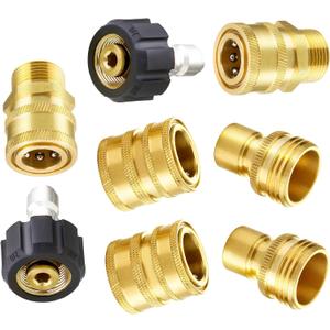 M MINGLE Ultimate Pressure Washer Adapter Set, Quick Disconnect Kit, M22 Swivel to 3/8 Inch Quick Connect, 3/4 Inch to Quick Release, 8-Pack
