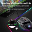Redragon M801 Wireless Gaming Mouse, RGB Gaming Mouse with MMO 9 Programmable Macro Editing Buttons, UP 16000 Adjustable DPI, Rapid Fire Button for Game, Windows,PC - Wireless, Black