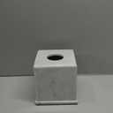 Natural Marble Tissue Box Cover, Carrara White Tissue Organizer 6 x 6 x 5.7 inch, Heavy Stone Decorative Box, Square Tissue Box Holder for Home Decor, Kitchen, Bathroom, Bedroom