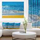Design Art Sandy Beach and Calm Blue Sea Surf Contemporary Seascape Art Canvas (40L" x 30W")