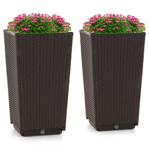  2pcs Outdoor Wicker Flower Pot 22.5''tall Planters With Drainage Hole