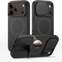 SURITCH for iPhone 17 Pro Max Case with Camera Control Cover, Camera Cover and Adjustable Kickstand, Compatible with MagSafe, Shockproof Bumper Protective Cases 6.9 Inch, Black