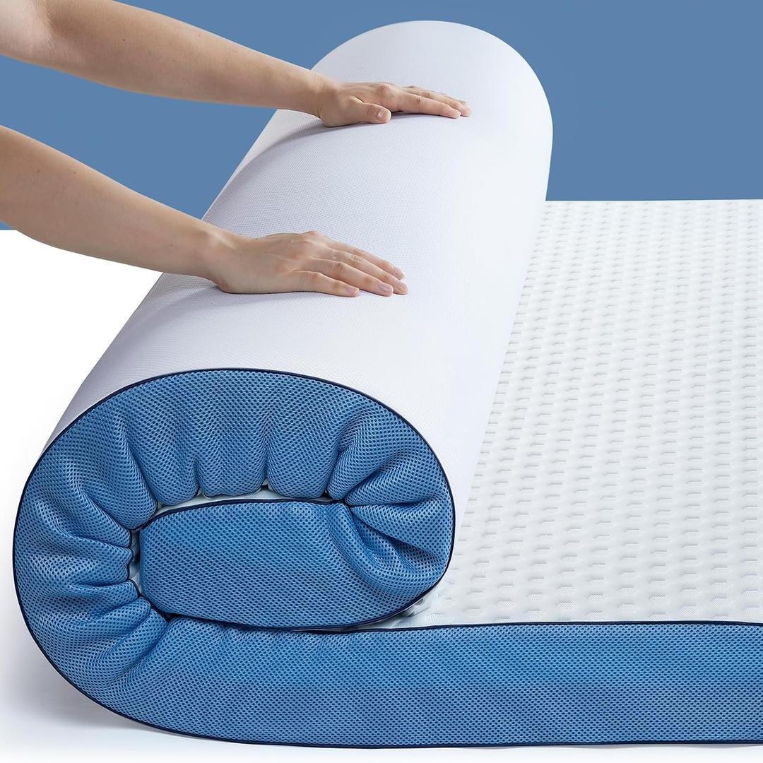 PERLECARE 3 Inch Firm Mattress Topper Queen, Cooling Gel-Infused & Bamboo Charcoal Memory Foam Bed Topper for Pressure Relief, High-Density Mattress Pad with Removable Cover