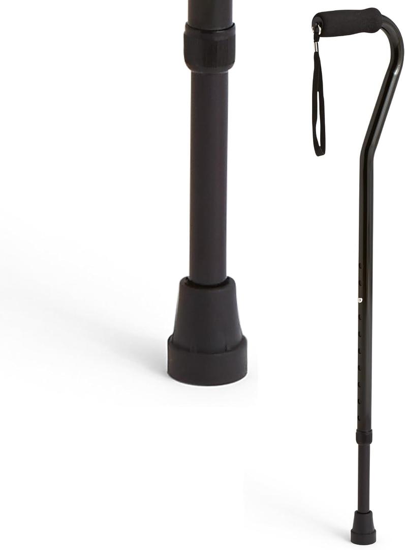 Medline Offset Handle Canes with Comfortable Foam Grip, Black, Lightweight Aluminum - Designed for Enhanced Mobility Support and Stability, 1 Count