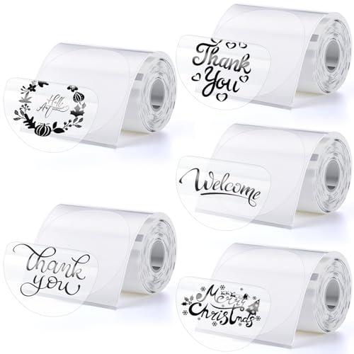 Gersoniel 700 Pcs 2 Inch Round Thermal Labels Waterproof Circle Direct Thermal Stickers Printable Labels for Valentine's Day Gift Wrapping Thanks Card Small Business Logo(Clear,Round)