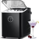 Countertop Ice Maker with Handle, 8 Bullet Ice Ready in 6 Mins, Self-Cleaning