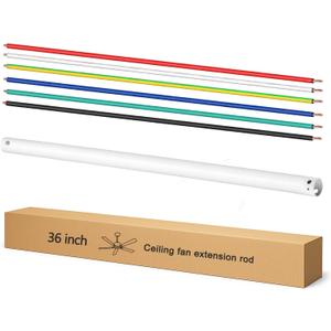 36 Inch Ceiling Fan Downrod with UL Wires,White, 1-Inch Diameter, Unthreaded