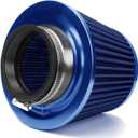Universal Clamp-On Air Intake Filter, High Performance, Washable Filter, Replacement Air Filter, Flange Diameter 3inch/76mm (Blue)