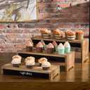 MyGift 21 Inch Rustic Burnt Dark Brown Wood Cake / Dessert Display Riser Stands with Chalkboard Panels