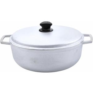 IMUSA 7.5 Quart Traditional Natural Made in Colombia Caldero with Lid for Cooking and Serving, Silver