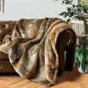 BATTILO HOME Large Brown Faux Fur Throw Blanket for Bed, Fall Fur Blanket and Throws, 60 x 80 Inches Super Soft Fuzzy Thick Warm Blankets for Couch, Reversible to Plush Velvet