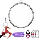 PRIOR FITNESS Mini Lyra Hoop Set, 17 Inch Small Aerial Hoop Kit, Circus Aerial Equipment, Stainless Steel Aerial Yoga Hoop for Home Fitness (Single point)