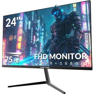 24 Inch Farmless Monitor 16:9 Aspect Ratio 75HZ FHD LED Display 99% sRGB - Thin Bezel Design - Eye-Care Technology - HDMI VGA Connectivity (Black)
