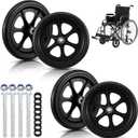 4 Pack 8 Inch Wheelchair Walker Wheels, Rubber Walker with Wheels Anti-Slip PU Tires Wheelchair Wheel Replacement Durable ABS Hub Easy Install Front Wheel