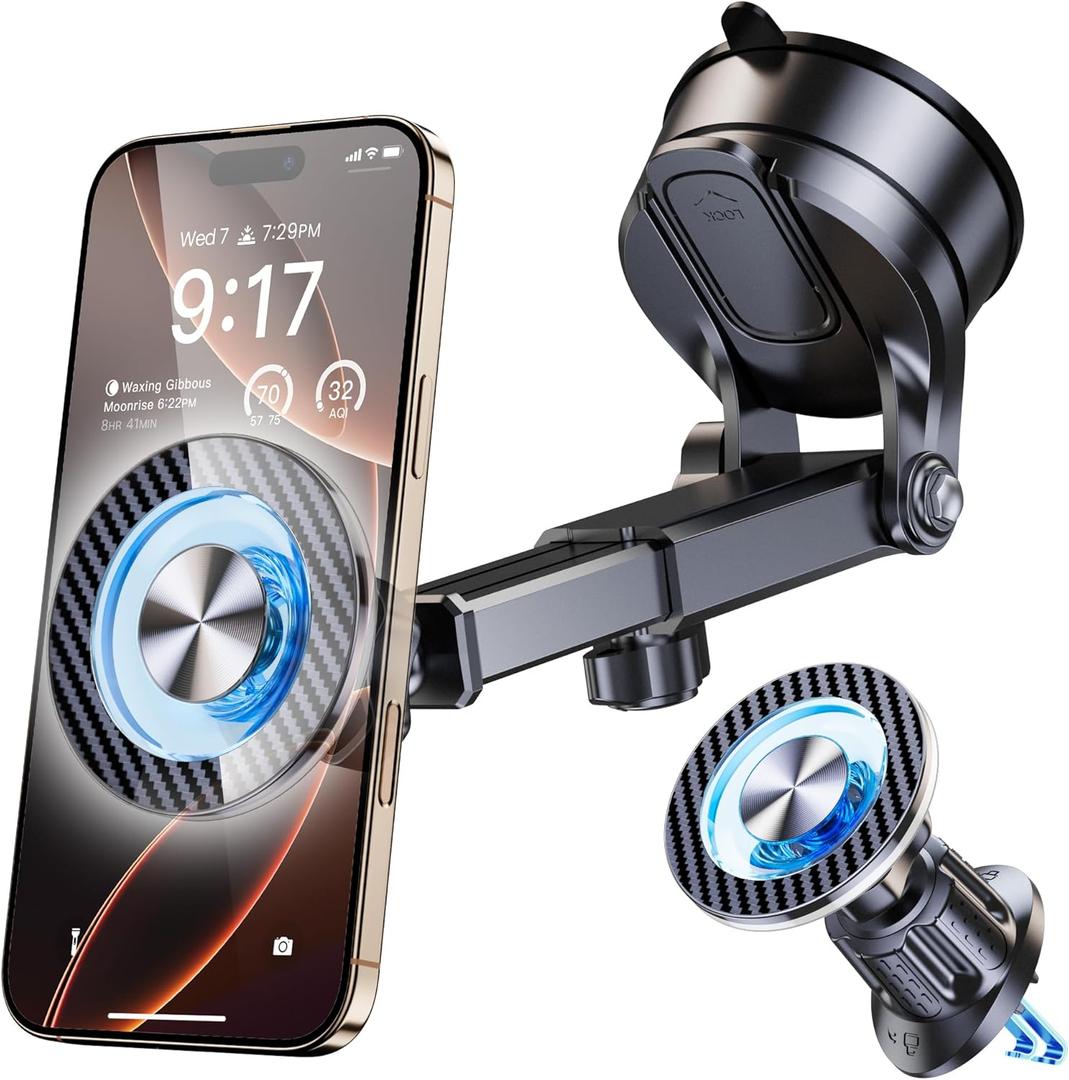 for MagSafe Magnetic Phone Holder for Car [2026 Upgraded Strongest Magnet] Car Mount Cell Stand for Dashboard Windshield Vent Compatible with iPhone 17/16/15/14/13/12 Android etc-Black
