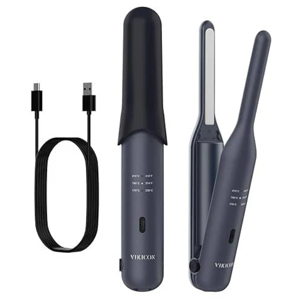 VIKICON Cordless Mini Hair Straightener: Small Pencil Flat Iron for Beard