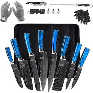 Knife Set,FULLHI 14pcs Japanese Knife Set, Multiple Colour Premium German Stainless Steel Kitchen Knife Set