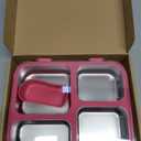 Stainless Steel Bento Box for Kids Adults with Silicone Container, Leak Proof 4 Compartments Metal Lunch Box, Removable Silicone Seal & Clear Lid Food Container for School Office, BPA-Free(Pink)