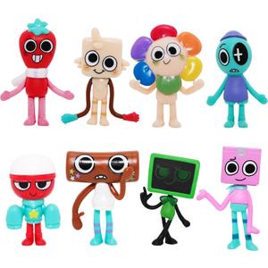 Colorful Plastic Figure Set, 8-Piece Character Toy Collection with Self-Standing Design