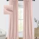 100% Blackout Curtains for Bedroom, Thermal Black Out Curtains, Back Tab/Rod Pocket Linen Blackout Drapes, Room Darkening Drapes for Living Room, 52''W x 96''L, Pink