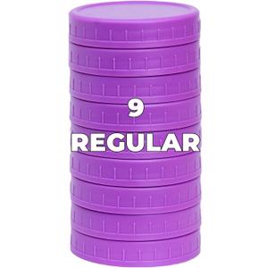 9 Pack Violet Regular Mouth Mason Jar Lids with Silicone Rings,9 Color to Choose, Plastic Mason Jar Lids,Plastic Canning Lids, Fit Ball,Kerr and More (Violet)