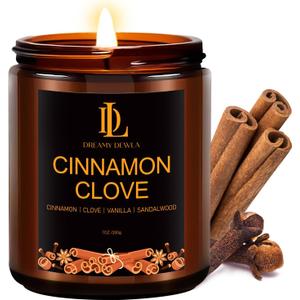 Fall Candle | Cinnamon Clove Scented Candle - Autumn Home Decor, 7oz Autumn Soy Candles with 50hr Burn Time, Holiday Thanksgiving Fall Gifts for Women Men
