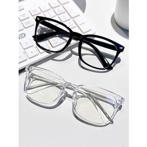 2 Pairs Women's Square Shape Stud Accent Black, Transparent