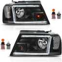 LED Headlights Assembly with Bulbs Fit 2004 2005 2006 2007 2008 Ford F150
NOT Fit 2004 F150 Heritage/Flareside Beds,Fit Lincoln Mark LT 2007-2008,Clear Lens Black Housing Clear Reflector,Waterproof