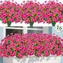 Bassion Artificial Flowers for Outdoors, 16 Bundles UV Resistant Fake Flowers Realistic Silk Faux Plants for Outdoor Planter Window Box Porch Patio Garden Home Outside Decorations