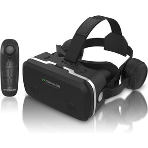 Virtual Reality Headset for iPhone & Android Phones, VR Headset with Remote Controller, HD 3D VR Glasses for TV, Movies & Video Games, VR Headset for Kids, Adults, Compatible 4.7-7 inch