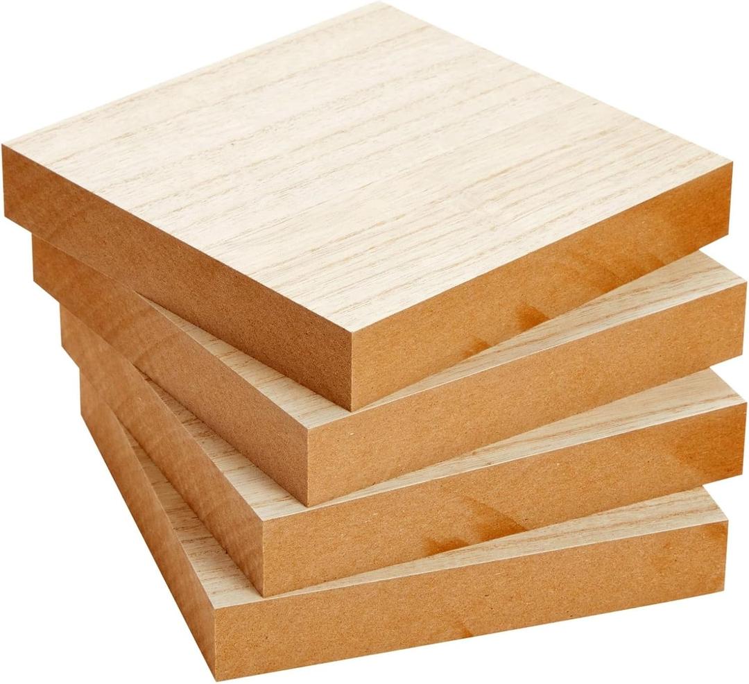 Bright Creations Unfinished MDF Wood Squares for Crafts, Wooden Blocks, 1 Inch Thick (6x6 in, 4 Pack) - Wood Blocks - Wooden Squares for Crafts