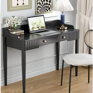 Black Vanity Desk Modern Computer Desk with Drawer Makeup Table with Gold Handle
