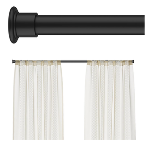 Tension Curtain Rod by EZFurni, 28 to 42 Inch, Adjustable Curtain Rods No Drilling, Heavy Duty tension Rod, AntiSlip Spring Loaded Curtain Rods for Window, Closet, Door, Black