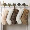 Rustic Personalized Christmas Stockings, 5 Pcs 18 Inch Luxury Thick Plush Faux Fur Stocking, 4 Neutral Colors of White Brown Light Brown, Merry Christmas Home Dcor Xmas Party Decorations Winter Gifts