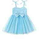6T Little Girls Clothes Princess Birthday Tea Party Cake Smash Smocked Toddler Girl Graduation Dress Tutu Tulle Fairy Dresses for Girls Size 7 (Blue)