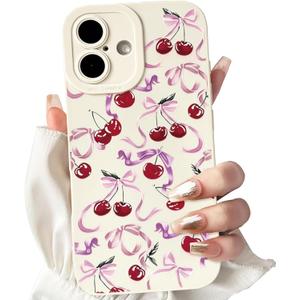 NITITOP Compatible for iPhone 16 Case Cute Cherry Bow - Lavender