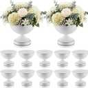 12 Pcs White Urn Vases for Centerpieces 6 Inch Hammered Compote Bowl Vases Set for Wedding Vintage Metal Vase Table Decoration with Anti-Slip Mat for Christmas Anniversary Party