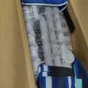 WEJOY Folding Lounge Chair with Canopy Shade, Portable Adjustable 5-Position Patio Chaise Lounger with Pillow & Pouch for Lay Flat Outdoor Lawn Backyard Beach Camping Pool Tanning (Blue White)