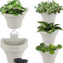 MADHOLLY 6 Pcs Hanging Vertical Planter- Plastic Wall-Hanging Flowerpot with Hooks Leaky Grid- Free Combination Wall Mounted Planter for Outdoor Yard Garden Indoor Hanging Decorations (White)