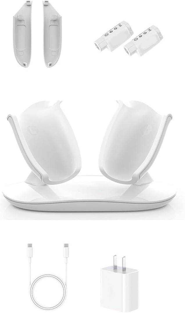 HiBloks Charging Dock for Meta Quest 3 Accessories, 18W Fast Magnetic Charging Station for Oculus Quest 3 and Controllers with 2 Rechargeable Batteries, Wireless Charging & Colorful RGB Light