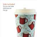 Upper Midland Products [100 Sets] 12 oz Double Wall Insulated Disposable Hot Chocolate Cups and Lids - Recyclable To Go Hot Cocoa Christmas Cups