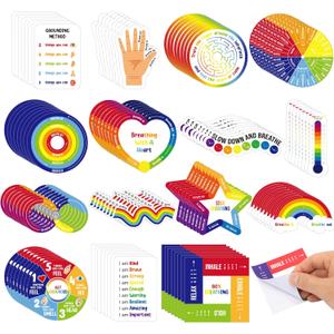 Tenceur 120 Pcs Adhesives Sensory Stickers with Inspirational Quotes Mindfulness Relief Anti Stress Items School Counselor Supplies Textured Strips for Adult Teen (Colorful)