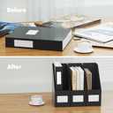 JiaWei Black Magazine File Holders, 3 Packs Sturdy Cardboard File Rack, Office Organization Desktop Storage File Box Binder for Shelves and Desk, Folder Holder for Office or Classroom