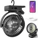Portable Fan - 65H 12000mAh Camping Fan Rechargeable with Output Ports, Battery Powered Fan with Hanging Hook, Camping Fans for Tents, Rechargable Fa n for Camping, Black