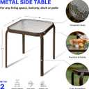 Bronze Metal Outdoor Side Table with Tempered Glass Top Set of 2 Elegant Small 16" Square Patio Table Durable Weather-Resistant Coffee Bistro Accent End Table for Outside and Garden