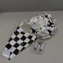Light up Black and White Checkered Racing Flags Banner, 32.8 ft Black & White Pennant Banner and11.8 Inch Racing Flags with plastic stick for Nascar Race Themed Party Decorations Supplies