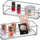 Amazing Abby - Glamour - 2-Pack Acrylic 1-Compartment Makeup Organizer, Transparent Plastic Lipstick Holder, Perfect Bathroom Vanity Storage Solution for Lipsticks, Nail Polishes, and More