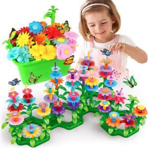 SpringFlower Toys for Girls 3 4 5 6 7 Years Old, Flower Garden Building Kit with Storage case,Educational STEM Toy and Preschool Garden Play Set for Toddlers, 148pcs