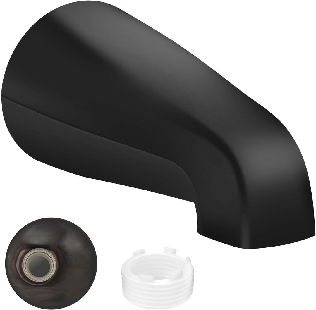 Universal Bath Tub Spout with Adapter, Bathtub Faucet Spout Without Diverter, 5" Length Bathtub Spout for 1/2'', 3/4'' IPS Inside Thread Connection and Tub/Shower Faucet (Matte Black)